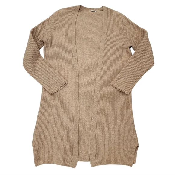 J.Crew Ribbed Knit Open Front Cardigan Sweater Tan Lambswool Neutral Women's S/M - Picture 15 of 15